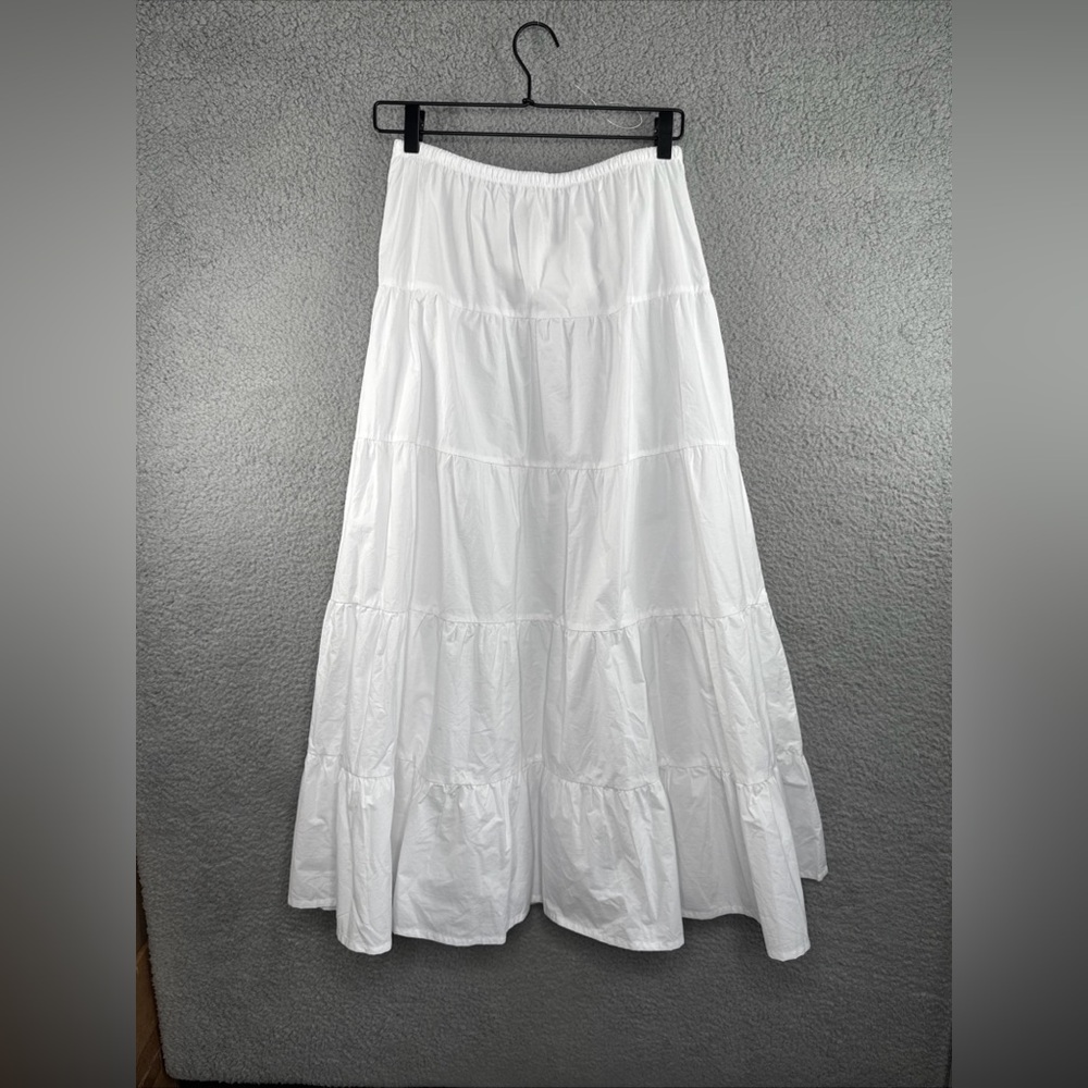 Zara Maxi A Frame Skirt White Elastic Waist Dec Bow Size Small NWT - Picture 13 of 14
